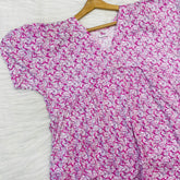 Feeding Frock Alia Cut, Free Size, Ankle Length, Tie-Up, Puff Sleeve Sleepwear in Softest Cotton Fabric (Bra Size 34"-38" | 50”-52″ length)